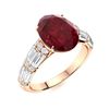 Image 2 : Natural 4.14 CTW Ruby & Diamond Engagement Ring 18K Rose Gold