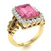 Image 2 : Natural 4.57 CTW Tourmaline & Diamond Engagement Ring 18K Yellow Gold