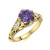 Image 2 : Natural 1.54 CTW Iolite & Diamond Engagement Ring 18K Yellow Gold