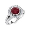 Image 2 : Natural 2.05 CTW Ruby & Diamond Engagement Ring 18K White Gold
