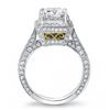 Image 1 : Natural 3.32 CTW Princess Cut Halo Diamond Engagement Ring 18KT Two Tone