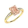 Image 2 : Natural 1.09 CTW Morganite & Diamond Engagement Ring 18K Yellow Gold
