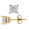 Image 1 : Natural 1.02 CTW Princess Cut Diamond Stud Earrings 18KT Yellow Gold