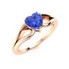 Image 2 : Natural 0.64 CTW Ceylon Sapphire Solitaire Ring 18K Rose Gold