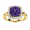 Image 1 : Natural 2.74 CTW Amethyst & Diamond Engagement Ring 18K Yellow Gold