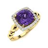 Image 2 : Natural 2.74 CTW Amethyst & Diamond Engagement Ring 18K Yellow Gold