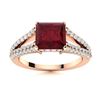 Image 1 : Natural 1.40 CTW Ruby & Diamond Engagement Ring 18K Rose Gold