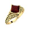 Image 2 : Natural 0.87 CTW Garnet Solitaire Ring 18K Yellow Gold