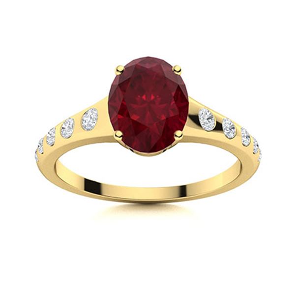 Natural 2.05 CTW Ruby & Diamond Engagement Ring 18K Yellow Gold