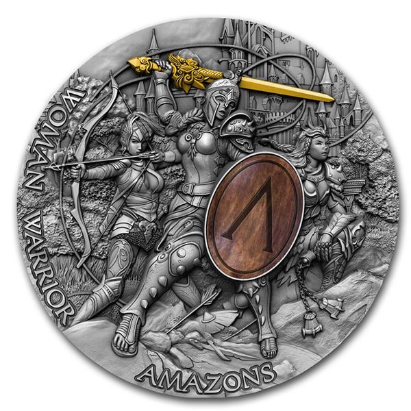 2019 Niue 2 oz Antique Silver Woman Warrior: Amazons