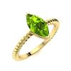Image 2 : Natural 0.89 CTW Peridot Solitaire Ring 14K Yellow Gold