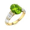Image 2 : Natural 3.57 CTW Peridot & Diamond Engagement Ring 18K Yellow Gold