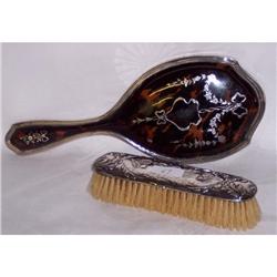 CHESTER SILVER BACKED DRESSING BRUSH AND LONDON SILVER MOUNTED TOROISE SHEL