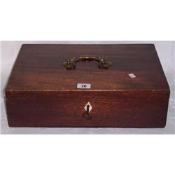MAHOGANY LOCK FAST BOX WITH BRASS HANDLE