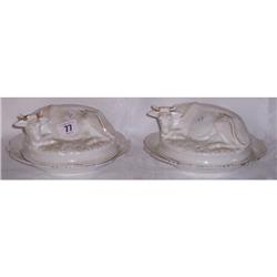 ORNATE COW BUTTER DISHES