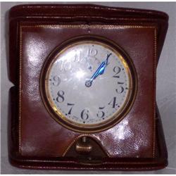 TRAVEL CLOCK WITH LEATHER CASE