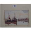 Image 1 : GILT FRAMED WATER COLOUR "DOCKS ON THE RIVER CLYDE" BY WILLIAM TIMMINS
