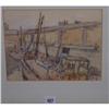 Image 1 : GILT FRAMED WATER COLOUR "SHIPS BERTH AT QUAYSIDE" BY WILLIAM TIMMINS