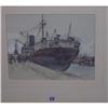 Image 1 : GILT FRAMED WATER COLOUR "SHIP DOCKED AT HARBOUR" BY WILLAIM TIMMINS NO GLA