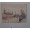 Image 1 : GILT FRAMED WATER COLOUR" SHIPS MOORED AT THE DOCK SIDE" BY WILLIAM TIMMINS