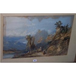 LARGE COLOUR PRINT "MOUNTAIN LOCH AND ROADSCENE"