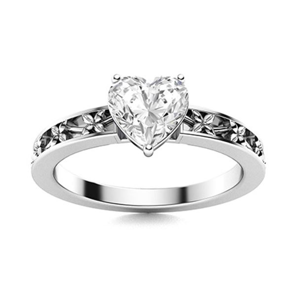 Natural 0.72 CTW Diamond Solitaire Ring 18K White Gold
