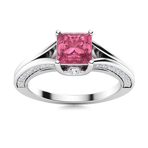 Natural 1.13 CTW Tourmaline & Diamond Engagement Ring 18K White Gold