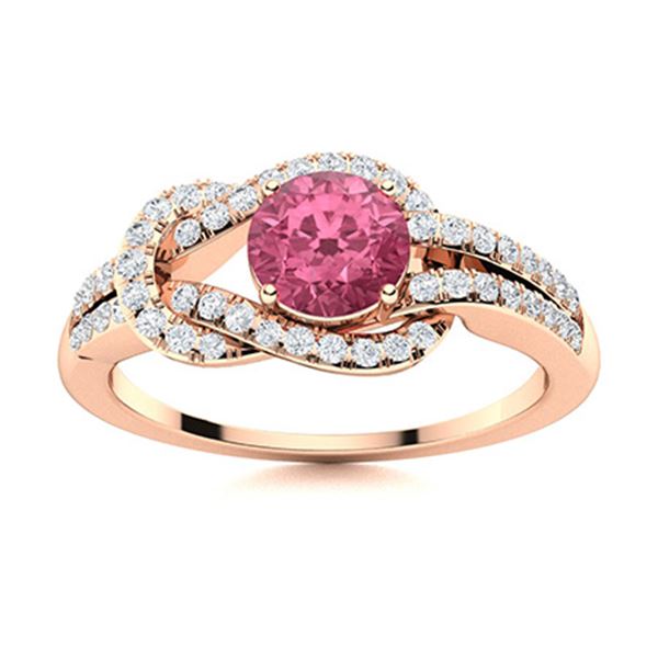 Natural 0.89 CTW Tourmaline & Diamond Engagement Ring 14K Rose Gold