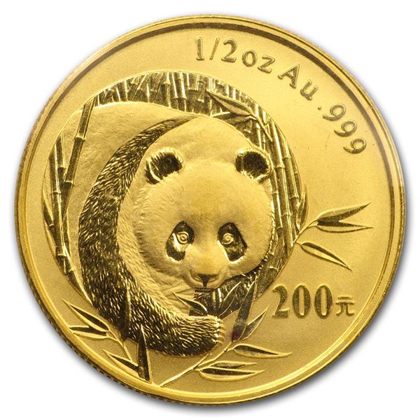 2003 China 1/2 oz Gold Panda BU (Sealed)