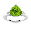Image 1 : Natural 2.18 CTW Peridot & Diamond Engagement Ring 18K White Gold