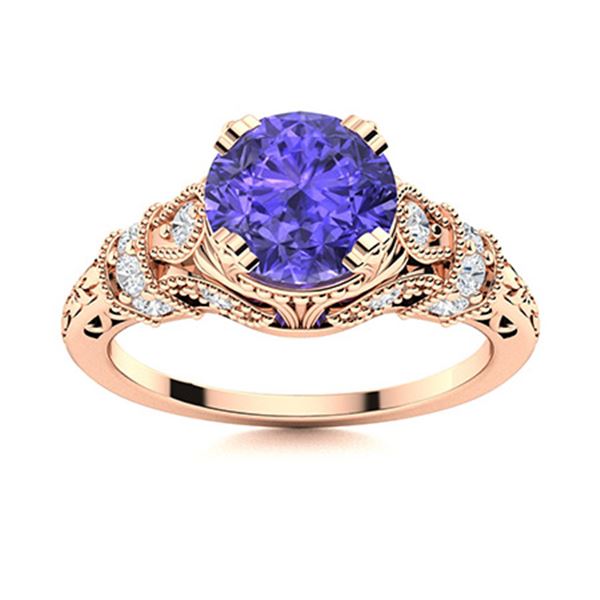 Natural 1.75 CTW Tanzanite & Diamond Engagement Ring 14K Rose Gold