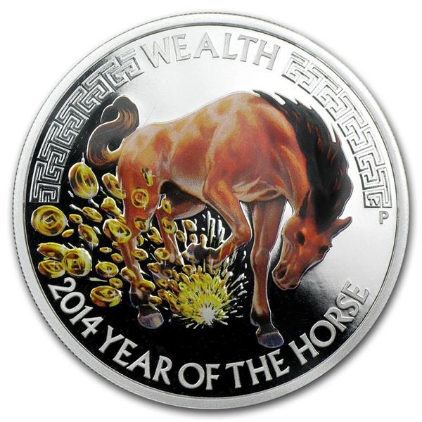 2014 Tuvalu 1 oz Silver Lunar Horse Proof (Wealth)