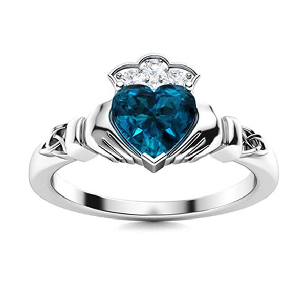 Natural 0.62 CTW Topaz & Diamond Engagement Ring 18K White Gold