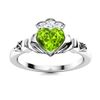 Image 1 : Natural 0.54 CTW Peridot & Diamond Engagement Ring 18K White Gold