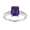 Image 1 : Natural 1.08 CTW Amethyst & Diamond Engagement Ring 18K White Gold