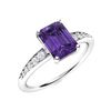 Image 2 : Natural 1.08 CTW Amethyst & Diamond Engagement Ring 18K White Gold