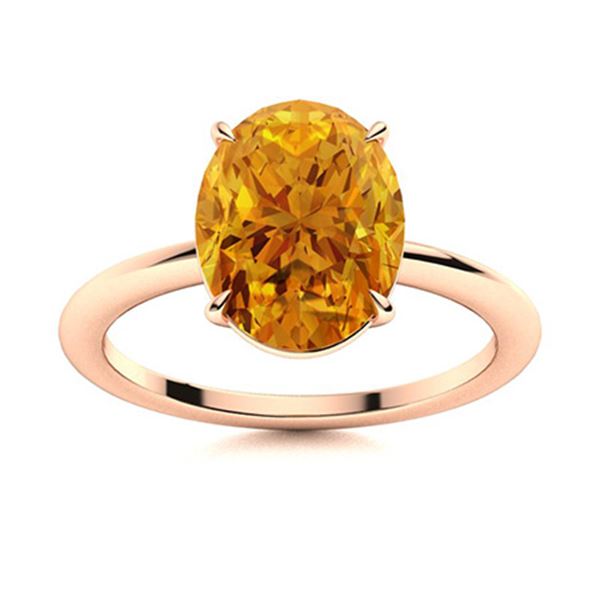 Natural 3.71 CTW Citrine Solitaire Ring 14K Rose Gold