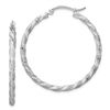 Image 1 : 14k White Gold Twisted Satin Diamond-Cut Hoop Earrings - 40 mm