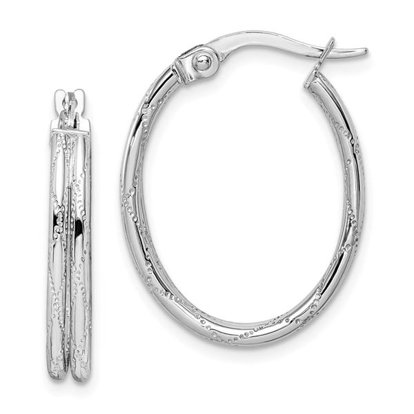 14k White Gold Hoop Earrings - 32 mm