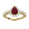 Image 1 : Natural 1.50 CTW Ruby & Diamond Engagement Ring 18K Yellow Gold