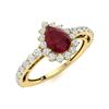 Image 2 : Natural 1.50 CTW Ruby & Diamond Engagement Ring 18K Yellow Gold