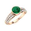Image 2 : Natural 1.32 CTW Emerald & Diamond Engagement Ring 18K Rose Gold