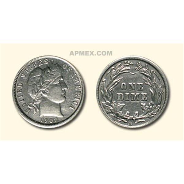 1907-O Barber Dime XF