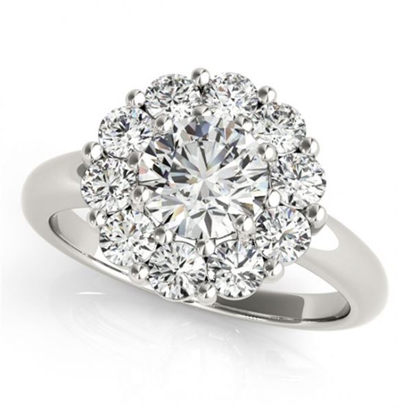 Natural 2.85 ctw Diamond Solitaire Halo Ring 14k White Gold