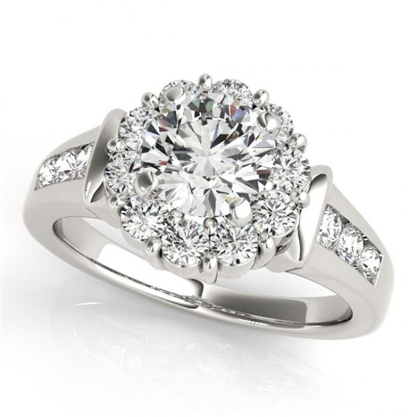 Natural 1.35 ctw Diamond Solitaire Halo Ring 14k White Gold