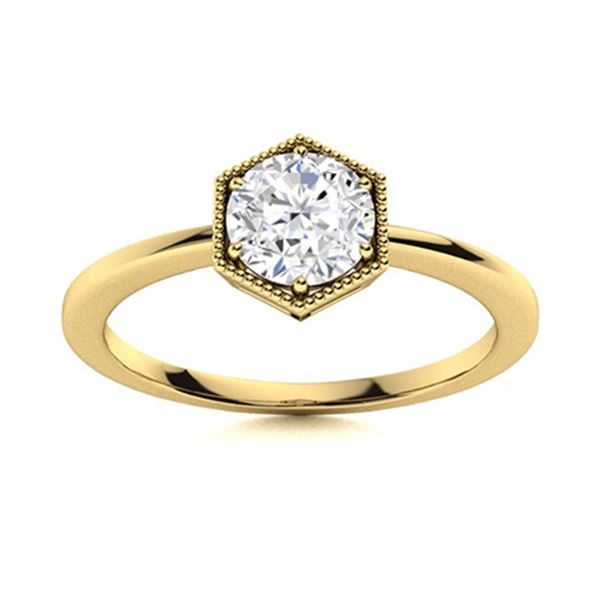 Natural 0.62 CTW Diamond Solitaire Ring 18K Yellow Gold