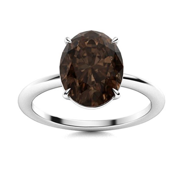 Natural 2.22 CTW Smoky Quartz Solitaire Ring 18K White Gold