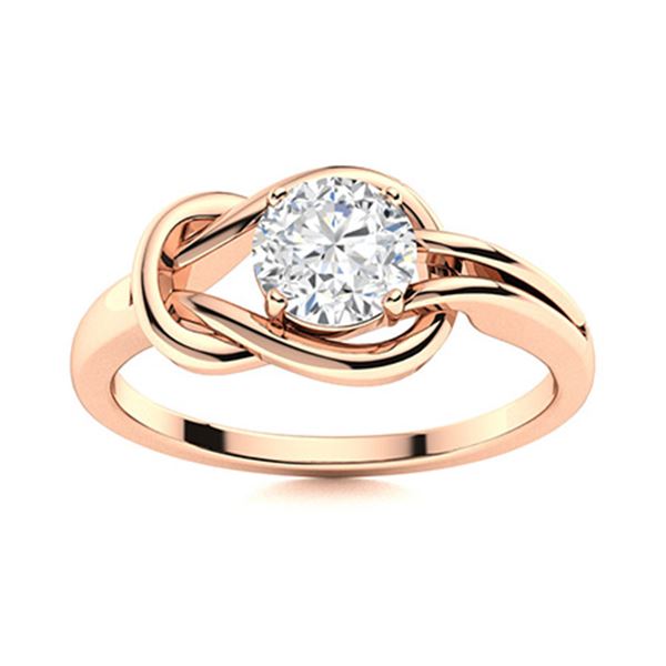 Natural 0.81 CTW White Sapphire Solitaire Ring 14K Rose Gold