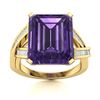 Image 1 : Natural 4.17 CTW Amethyst & Diamond Engagement Ring 18K Yellow Gold