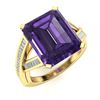 Image 2 : Natural 4.17 CTW Amethyst & Diamond Engagement Ring 18K Yellow Gold